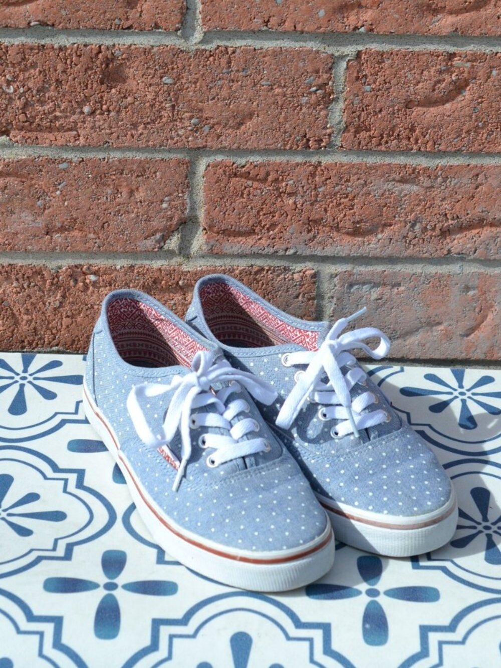 Konkrete canvas light blue polka dot sneakers, Size CAN: 7